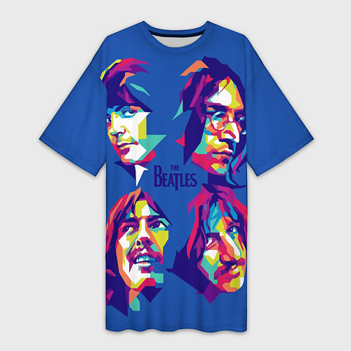 Женская длинная футболка The Beatles: Faces / 3D-принт – фото 1