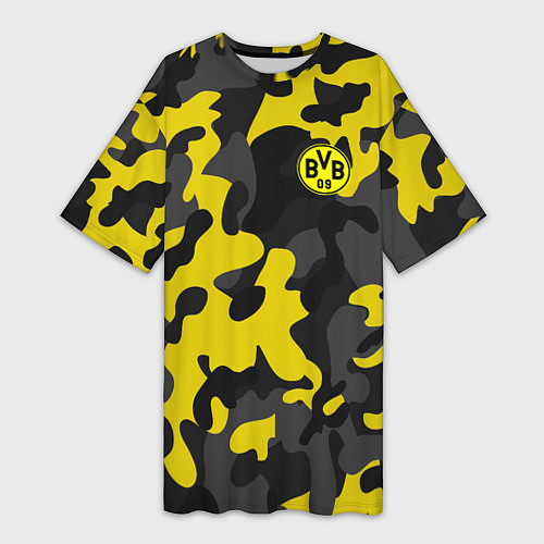 Женская длинная футболка Borussia 2018 Military Sport / 3D-принт – фото 1