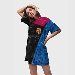 Футболка женская длинная FC Barcelona: Abstract, цвет: 3D-принт — фото 2