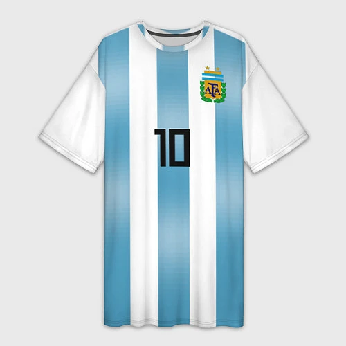 Женская длинная футболка Сборная Аргентины: Месси ЧМ-2018 / 3D-принт – фото 1