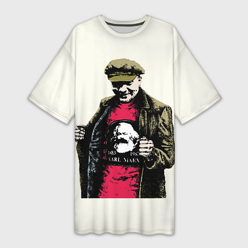 Женская длинная футболка Стильный Ленин / 3D-принт – фото 1