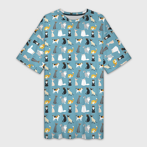 Женская длинная футболка Породы кошек / 3D-принт – фото 1