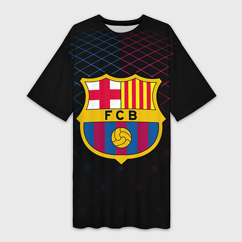 Женская длинная футболка FC Barcelona Lines / 3D-принт – фото 1
