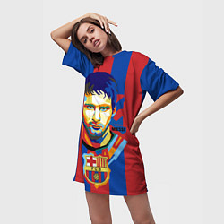 Футболка женская длинная Lionel Messi, цвет: 3D-принт — фото 2