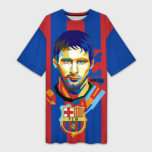 Женская длинная футболка Lionel Messi / 3D-принт – фото 1
