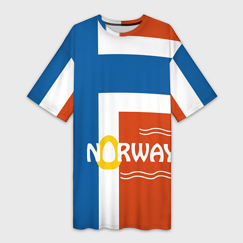 Женская длинная футболка Norway Flag / 3D-принт – фото 1