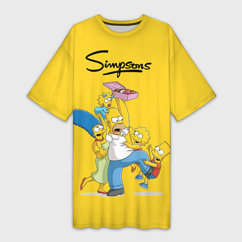 Женская длинная футболка Simpsons Family / 3D-принт – фото 1