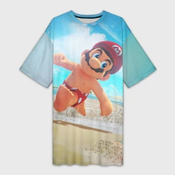 Женская длинная футболка Super Mario Summer Odyssey