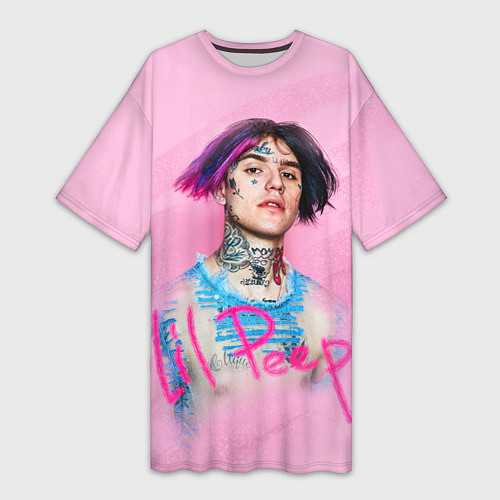 Женская длинная футболка Lil Peep: Pink Style / 3D-принт – фото 1
