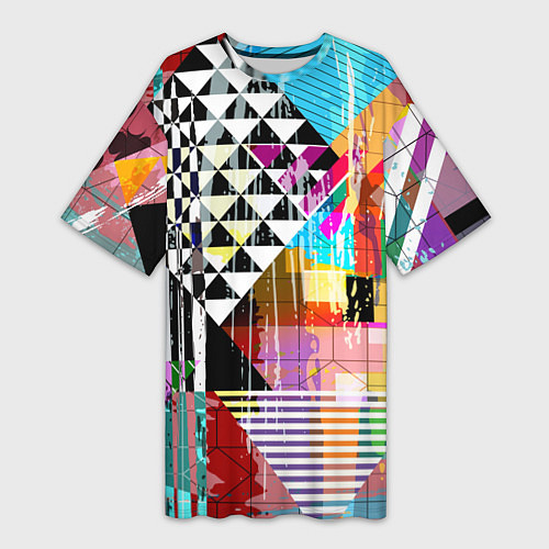 Женская длинная футболка RGB Geometry / 3D-принт – фото 1