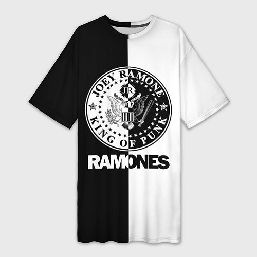 Женская длинная футболка Ramones B&W / 3D-принт – фото 1