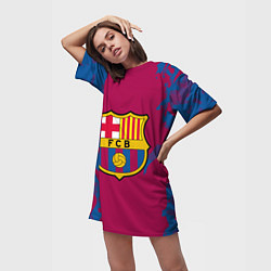 Футболка женская длинная FC Barcelona: Purple & Blue, цвет: 3D-принт — фото 2
