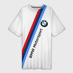 Футболка женская длинная BMW Motorsport: White Carbon, цвет: 3D-принт