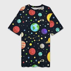 Женская длинная футболка Солнечная система