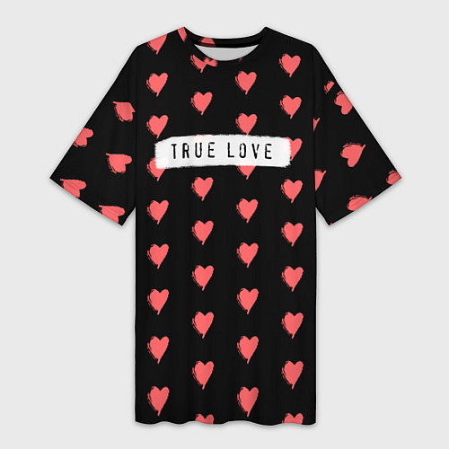 Женская длинная футболка True Love / 3D-принт – фото 1
