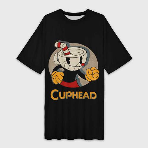 Женская длинная футболка Cuphead: Mugman / 3D-принт – фото 1