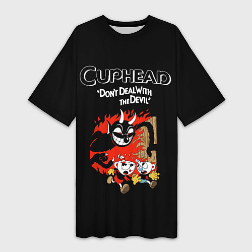 Женская длинная футболка Cuphead: Hell Devil / 3D-принт – фото 1
