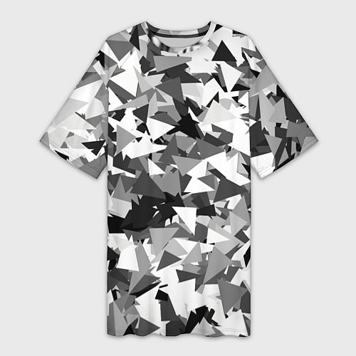 Женская длинная футболка Городской серый камуфляж / 3D-принт – фото 1