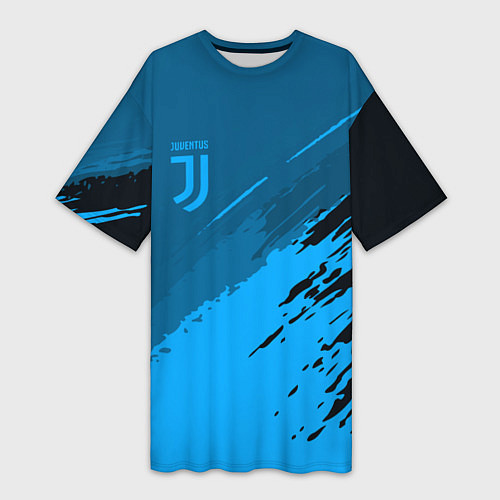 Женская длинная футболка FC Juventus: Blue Original / 3D-принт – фото 1