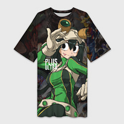 Футболка женская длинная My Hero Academia в очках, цвет: 3D-принт