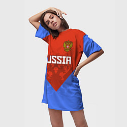 Футболка женская длинная Russia Red & Blue, цвет: 3D-принт — фото 2