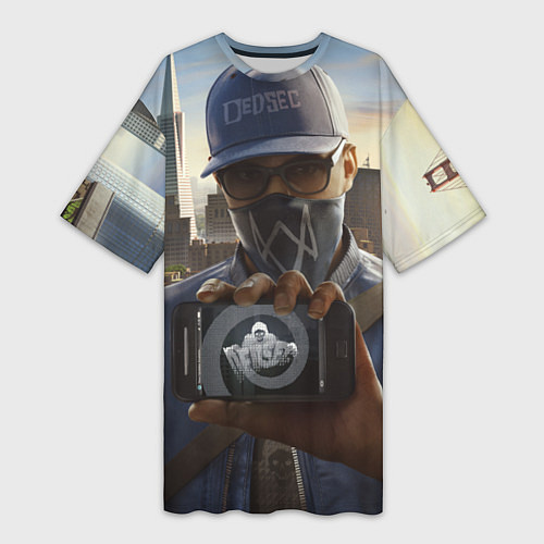 Женская длинная футболка Watch Dogs Man / 3D-принт – фото 1