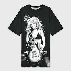 Футболка женская длинная Рокерская душа, цвет: 3D-принт
