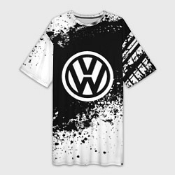 Футболка женская длинная Volkswagen: Black Spray, цвет: 3D-принт