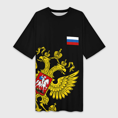 Женская длинная футболка Флаг и Герб России / 3D-принт – фото 1