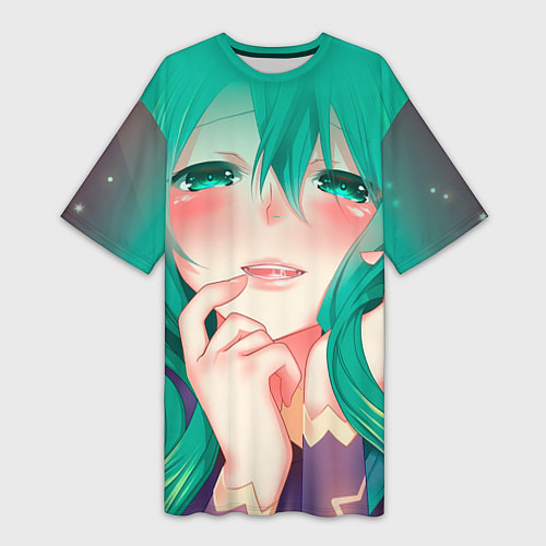 Женская длинная футболка Miku Ahegao / 3D-принт – фото 1