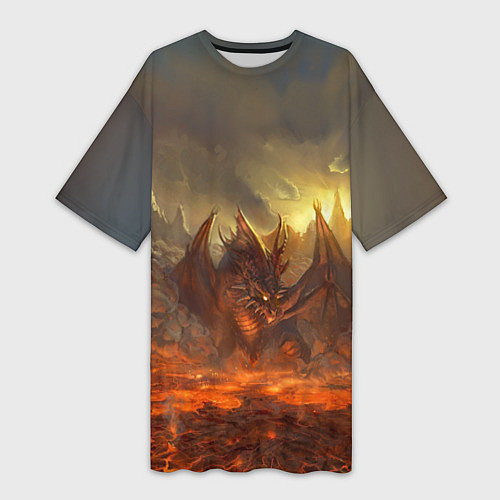 Женская длинная футболка Linage II: Fire Dragon / 3D-принт – фото 1