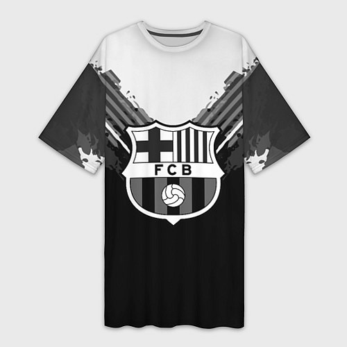 Женская длинная футболка FC Barcelona: Black Style / 3D-принт – фото 1