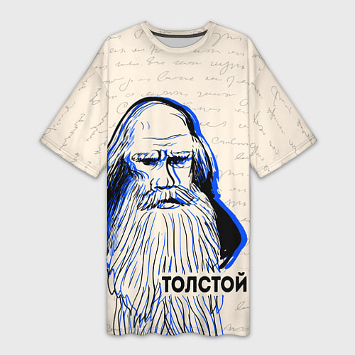 Женская длинная футболка Лев Толстой / 3D-принт – фото 1