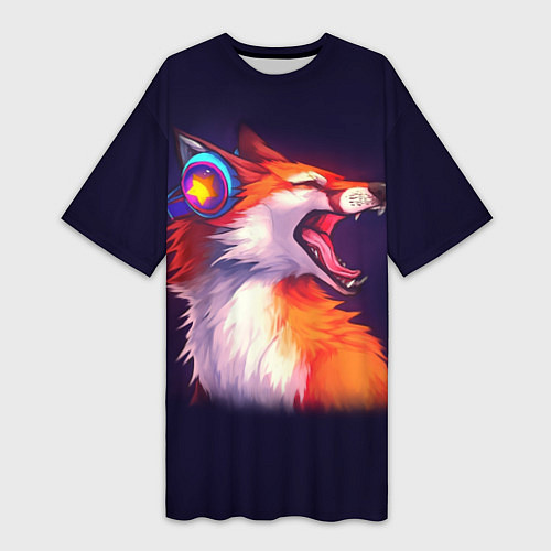 Женская длинная футболка Disco Fox / 3D-принт – фото 1