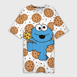 Женская длинная футболка Cookie Monster