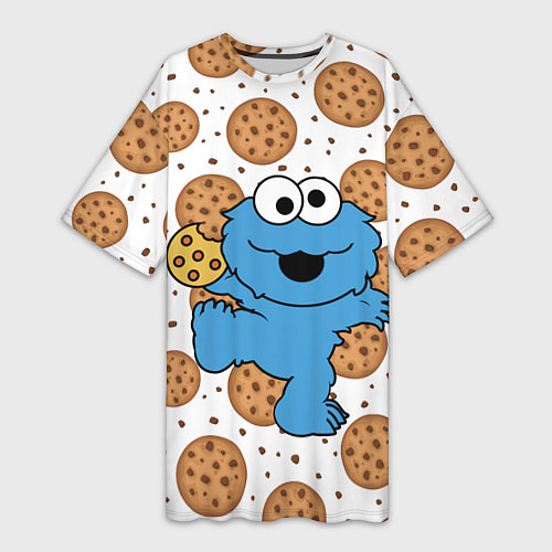 Женская длинная футболка Cookie Monster / 3D-принт – фото 1