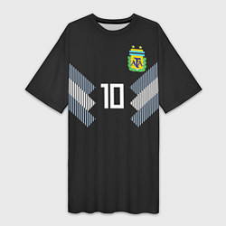 Футболка женская длинная Аргентина: Месси гостевая ЧМ-2018, цвет: 3D-принт