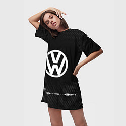 Футболка женская длинная Volkswagen: Black Abstract, цвет: 3D-принт — фото 2