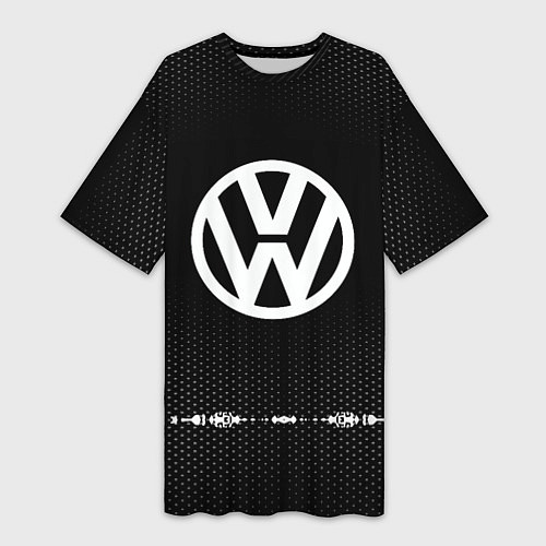 Женская длинная футболка Volkswagen: Black Abstract / 3D-принт – фото 1