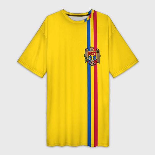 Женская длинная футболка Молдавия: лента с гербом / 3D-принт – фото 1