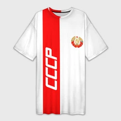Женская длинная футболка СССР: White Collection