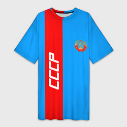Футболка женская длинная СССР: Blue Collection, цвет: 3D-принт