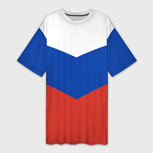 Женская длинная футболка Российский триколор / 3D-принт – фото 1