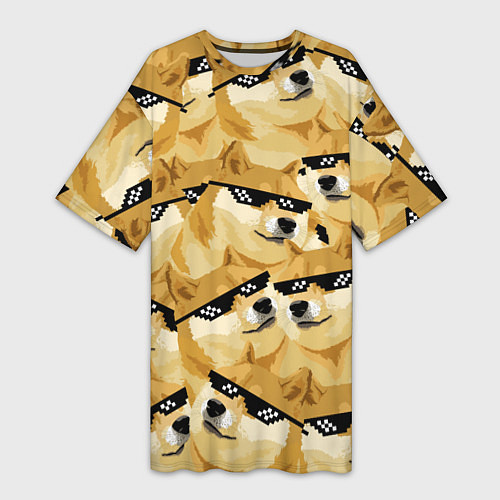Женская длинная футболка Doge: Deal with it / 3D-принт – фото 1