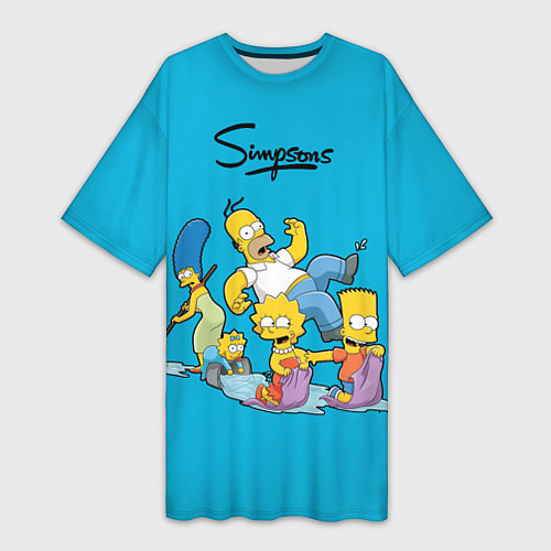 Женская длинная футболка Семейка Симпсонов / 3D-принт – фото 1