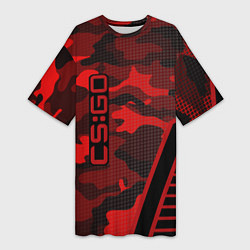 Футболка женская длинная CS:GO Red Camo, цвет: 3D-принт