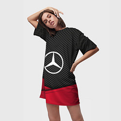 Футболка женская длинная Mercedes Benz: Grey Carbon, цвет: 3D-принт — фото 2