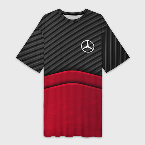Женская длинная футболка Mercedes Benz: Red Carbon / 3D-принт – фото 1