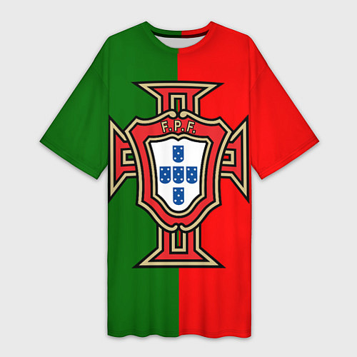 Женская длинная футболка Сборная Португалии / 3D-принт – фото 1