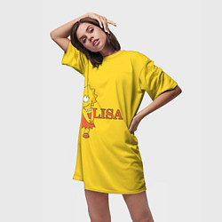 Футболка женская длинная Lisa Simpson, цвет: 3D-принт — фото 2